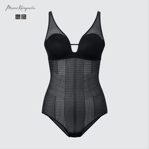 Uniqlo x Mame Kurogouchi Mesh Bra  Bodysuit, Black, Size XXL